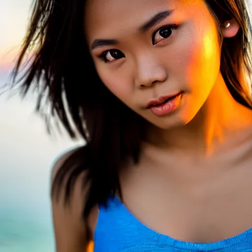 pretty filipina teen posing in bikini, show full face