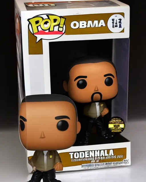 Prompt: golden obama special edition funko pop, product picture, ebay listing