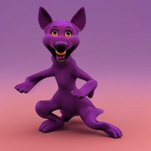 Prompt: a beautiful 3d render of a purple dog dancing, in the style of disney, comic book style, the dog is doing a ballet dance, highly detailed, 8k resolution