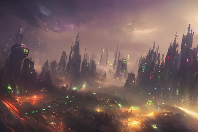 Image similar to a magical futuristic city by jessica rossier,