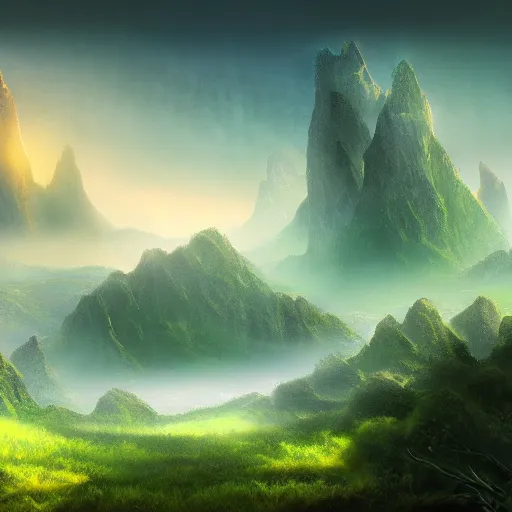 Image similar to mystical fantasy landscape, 4k