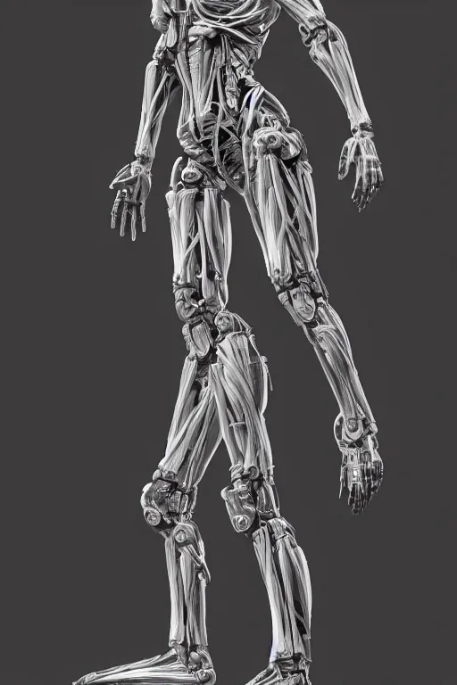 Image similar to full body female human anatomy concept, medical anatomy, cybernetic implants, gun metal grey, mecha limbs, muscular system reference, anatomical art, digital art, in the style of ruben alba, aaron sims, amanda lilleston, luka mivsek, bryan christie, ranjit ghosh, artstation, pinterest, deviantart, photoshop, octane render, unreal engine