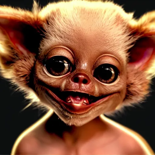 Image similar to very cute gizmo the mogwai gremlin in the movie gremlins 3, award winning creature portrait photography, extremely detailed, artstation, 8 k, sensual lighting, incredible art, wlop, artgerm