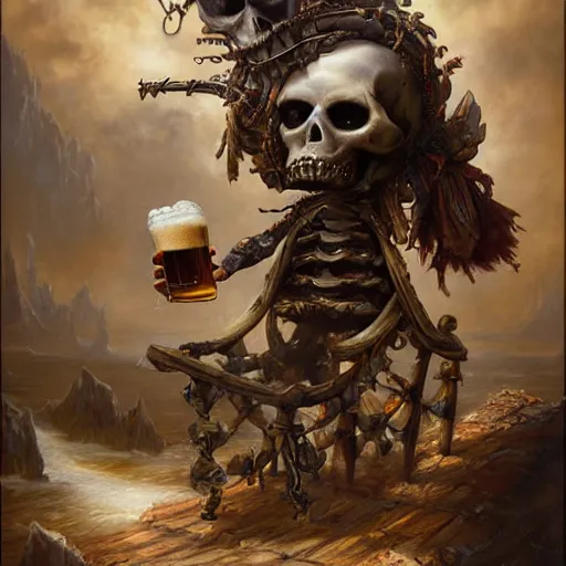 Image similar to pirate skeleton drinking beer by ellen jewett, tomasz alen kopera and Justin Gerard