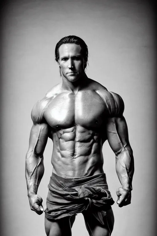 00115 a black and white photo of the greatest gigachad, huge upper body,  musclular, shirtless, oiled - ImgPile