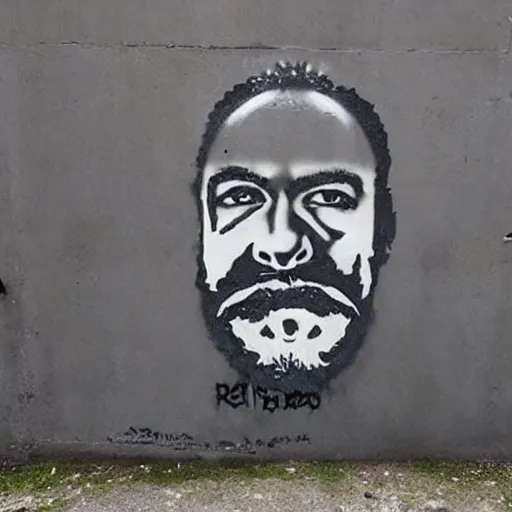 Image similar to banksy bearded graffiti, real life, sharp focus