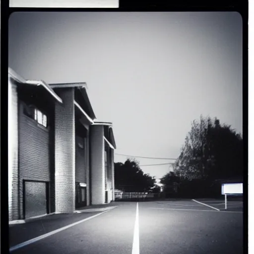 Prompt: retro 90s 97’ film photo harsh flash. Night time dark dimly lit parking lot. 1996 blue WRX front side view. ((Polaroid)) harshflash