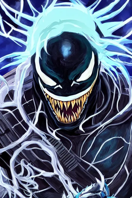 Image similar to an in game portrait of venom from the legend of zelda breath of the wild, breath of the wild art style.