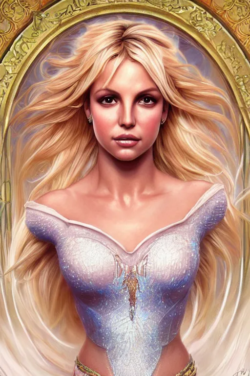 Image similar to ultra realistic illustration, a stunningly beautiful and dove britney spears as elsa, intricate, elegant, highly detailed, digital painting, artstation, concept art, smooth, sharp focus, illustration, art by artgerm and greg rutkowski and alphonse mucha