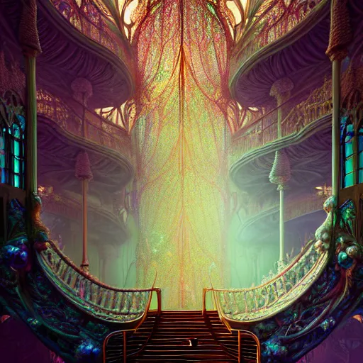 Prompt: iridescent opalescent living forest kingdom castle, warm tones, translucent, : by michal karcz, daniel merriam, victo ngai and guillermo del toro : ornate, dynamic, particulate, intricate, elegant, highly detailed, centered, artstation, smooth, sharp focus, octane render