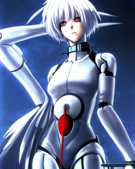 Image similar to female anime character, rei ayanami, cyborg, eye of providence, by noriyoshi ohrai, by wojtek siudmak, hellscape, mind character, hd, 8 k!!, 4 k!!, ultra hd!!, environmental