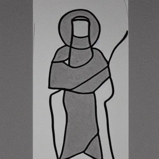 Image similar to simple line art outline of a 30 year old man in ancient Canaanite clothing