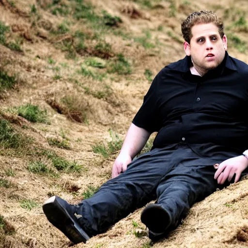 Image similar to jonah hill stuck inside of a hill