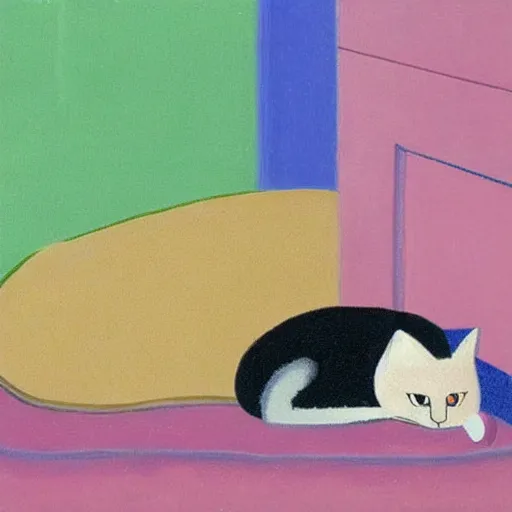 Image similar to sleeping cat by david hockney