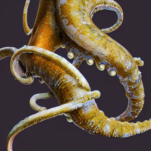 Image similar to hyperrealistic mixed media image of a cephalopod with proportional human hands, stunning 3 d render inspired art by xiang duan and thomas eakes, perfect symmetry, realistic, highly detailed attributes and atmosphere, dim volumetric cinematic lighting, 8 k octane extremely hyper - detailed render, post - processing, masterpiece,