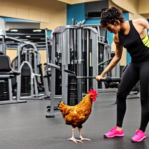 Image similar to a chicken at the gym