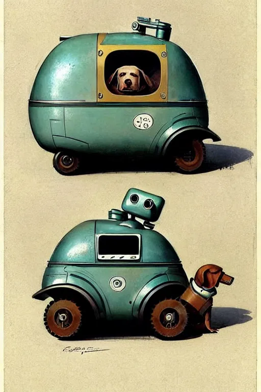 Image similar to ( ( ( ( ( 1 9 5 0 s retro future android robot fat robot dog wagon. muted colors., ) ) ) ) ) by jean - baptiste monge,!!!!!!!!!!!!!!!!!!!!!!!!!