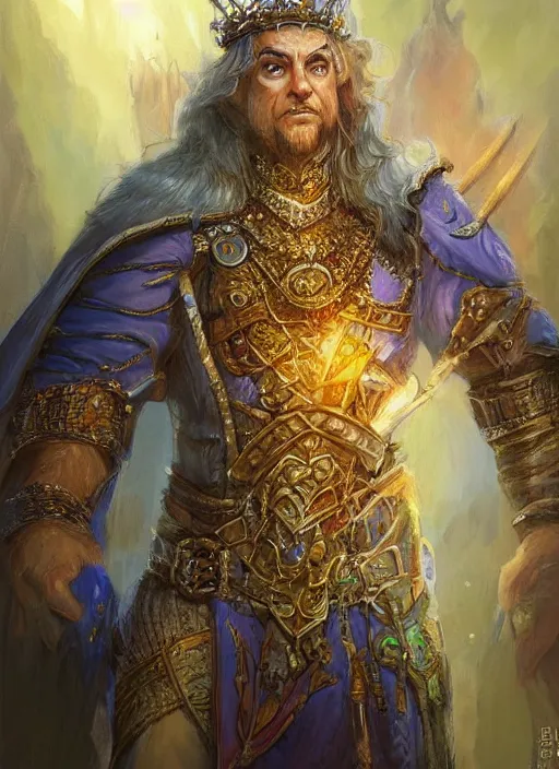 Image similar to old king wearing crown, ultra detailed fantasy, dndbeyond, bright, colourful, realistic, dnd character portrait, full body, pathfinder, pinterest, art by ralph horsley, dnd, rpg, lotr game design fanart by concept art, behance hd, artstation, deviantart, hdr render in unreal engine 5