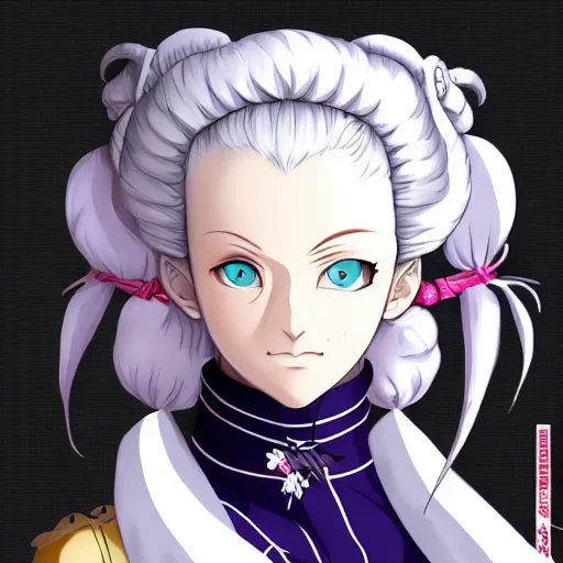 Image similar to portrait of ninja marie antoinette, anime fantasy illustration by tomoyuki yamasaki, kyoto studio, madhouse, ufotable, trending on artstation