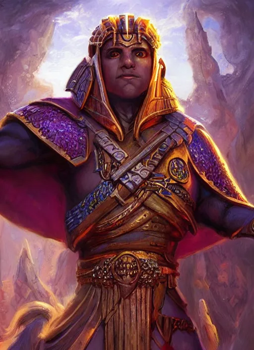 Prompt: horus ultra detailed fantasy, dndbeyond, bright, colourful, realistic, dnd character portrait, full body, pathfinder, pinterest, art by ralph horsley, dnd, rpg, lotr game design fanart by concept art, behance hd, artstation, deviantart, hdr render in unreal engine 5