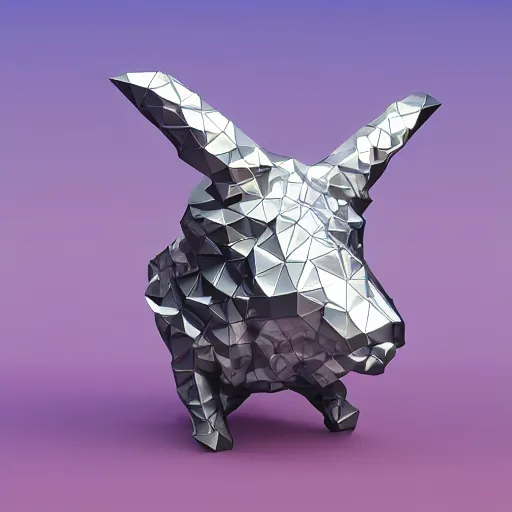 Image similar to a metallic crystal creature, 4K HD, low poly