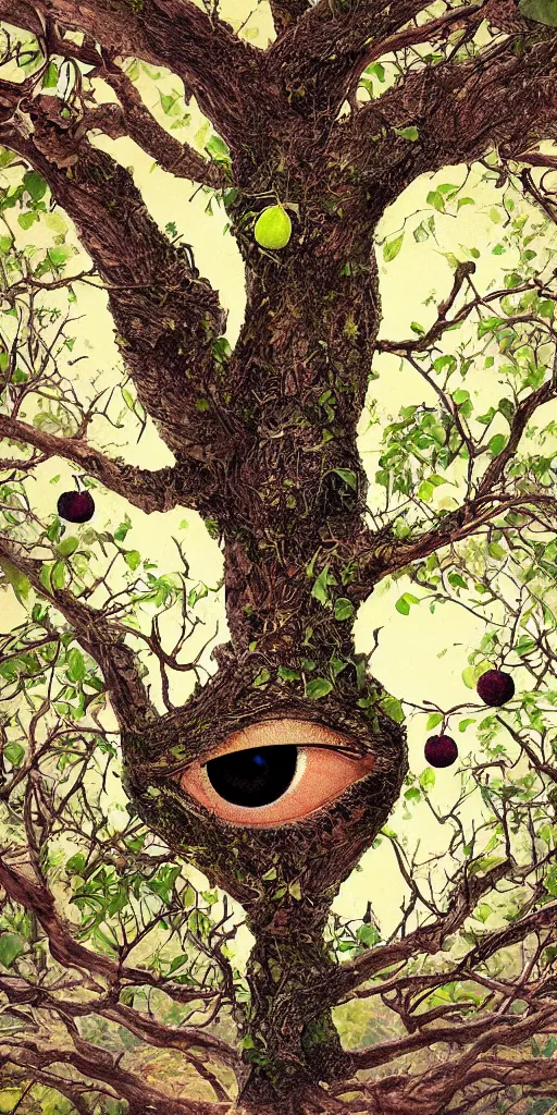 Prompt: tree that grows eyes as fruits