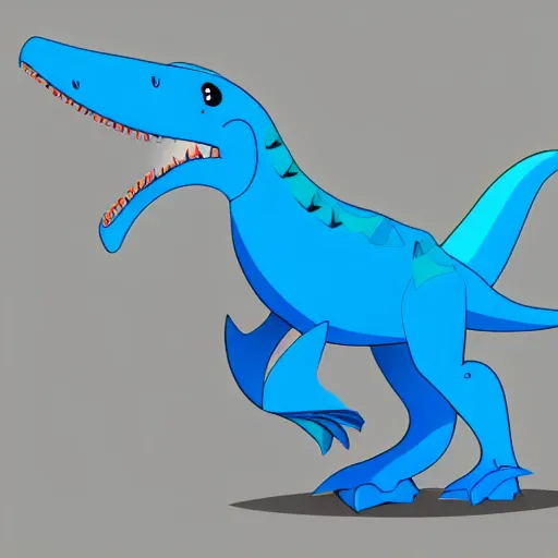 Image similar to a stylized blue dinosaur in a cartoonish rough style