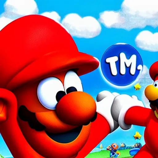 Image similar to elmo and mario adventure together