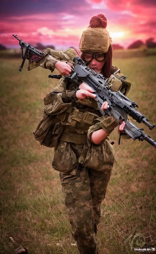 Image similar to female soldier fires back at the enemy while under heavy fire by the locals, highly detailed, high resolution, cosplay photo, stunning, real sunset, girls frontline style, bokeh soft, 100mm, trending on instagram, by professional photographer, realistic human anatomy, realistic military carrier, soldier clothing, modern warfare, realistic guns