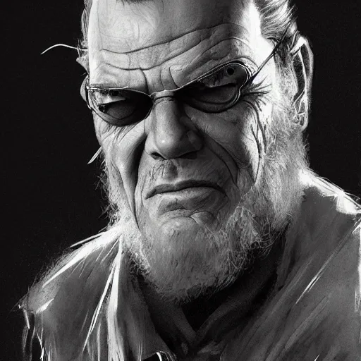 Image similar to portrait of Jack Nicholson with a long gray beard as Gandolf the Gray, dramatic lighting, illustration by Greg rutkowski, yoji shinkawa, 4k, digital art, concept art, trending on artstation