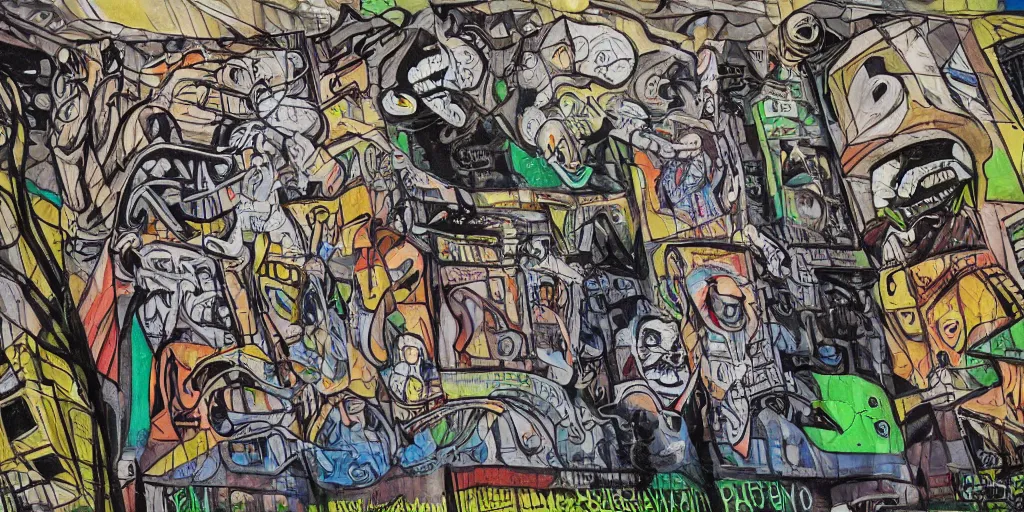 Image similar to berghain by pablo picaso, detailed