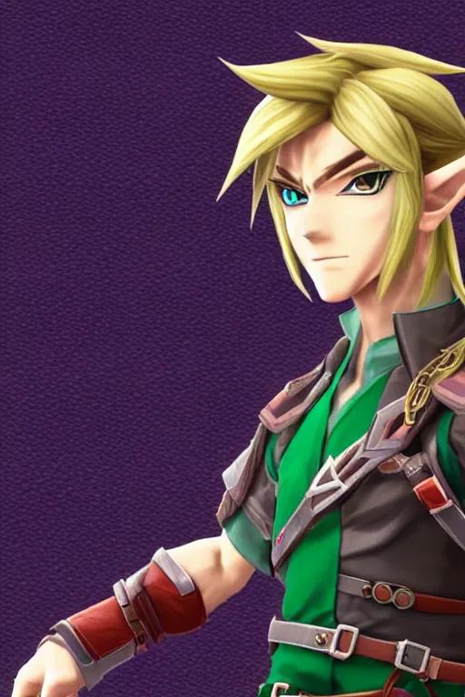 Image similar to an in game portrait of link from genshin impact, genshin impact art style.