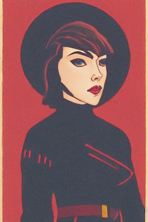 Image similar to black widow ( natasha romanova ), marvel, artwork by nicholas roerich,