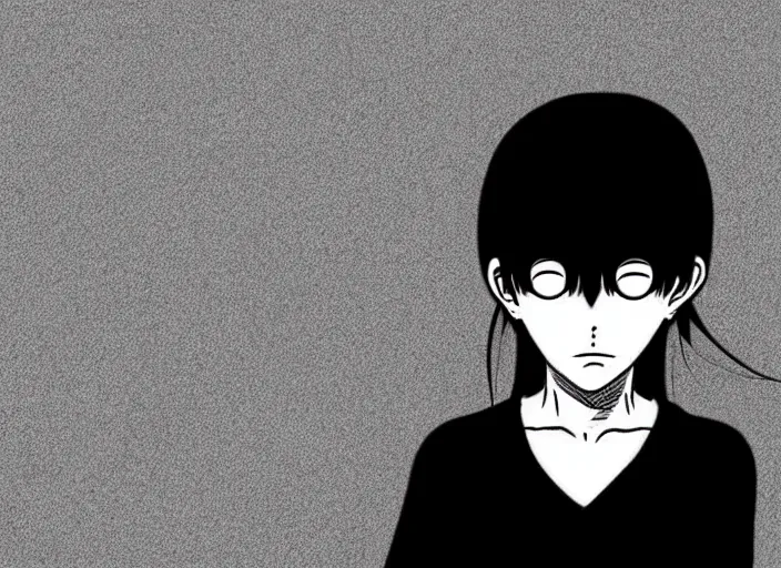 Prompt: simple manga character of an anxious woman drawn by junji ito, junji ito manga character