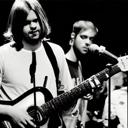 Prompt: photo from nirvana mtv unplugged, album cover