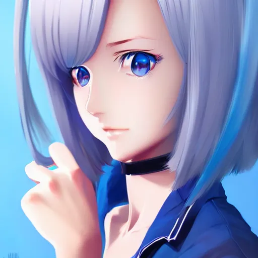 Prompt: high school girl split dimensions, azure blue eyes, silver hair, digital anime art, made by ilya kuvshinov, artgerm and xiaoguaishou, trending on artstation