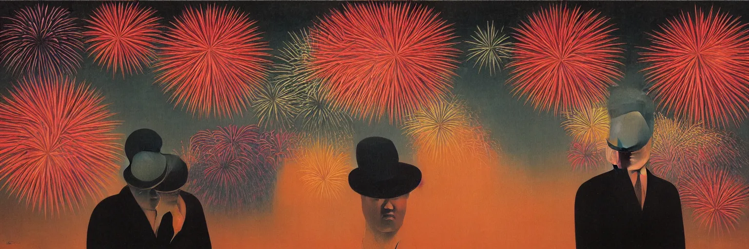 Image similar to chinese fireworks painting magritte