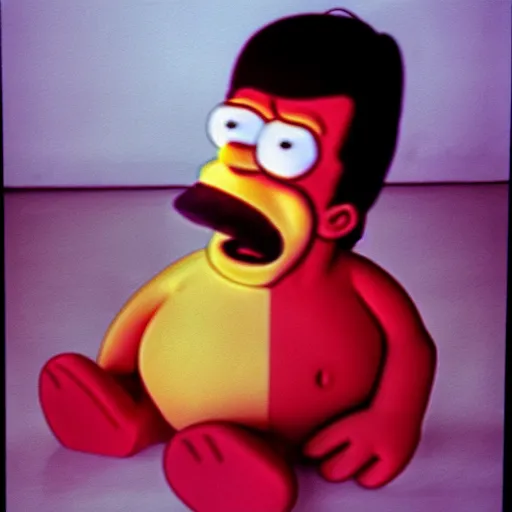 Image similar to hyperrealistic homer simpson as a toddler human, award winning photography