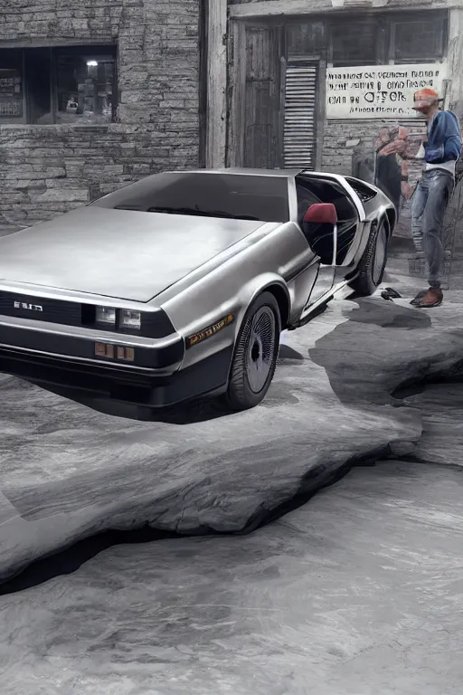 Image similar to new concept for a delorean, cinematic, photoreal, photograph, by red dead redemption 2, by greg rutowski