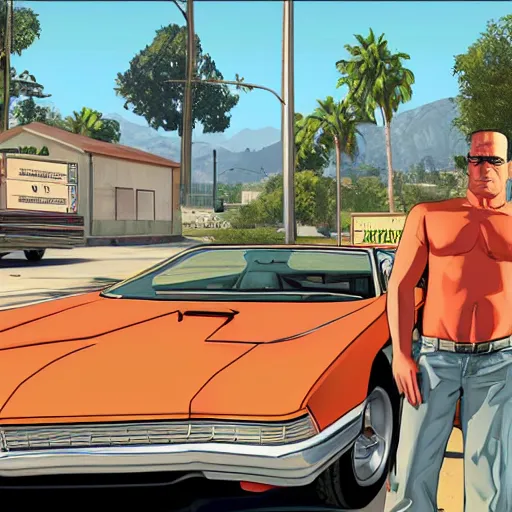 Image similar to hank hill, gta v cover art