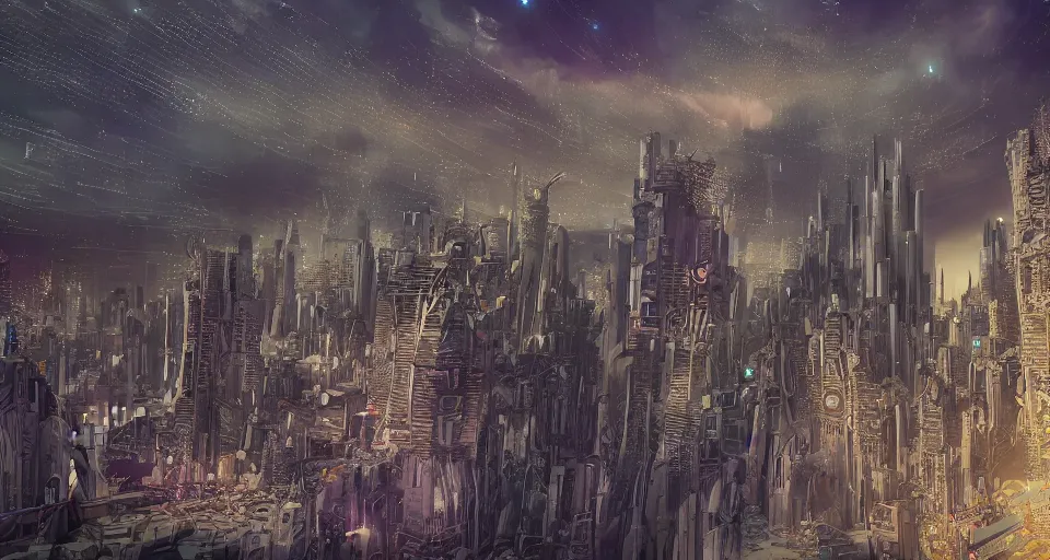 Prompt: view on futuristic city in the horizon, in style of fairycore, detailed, sharp, 8 k