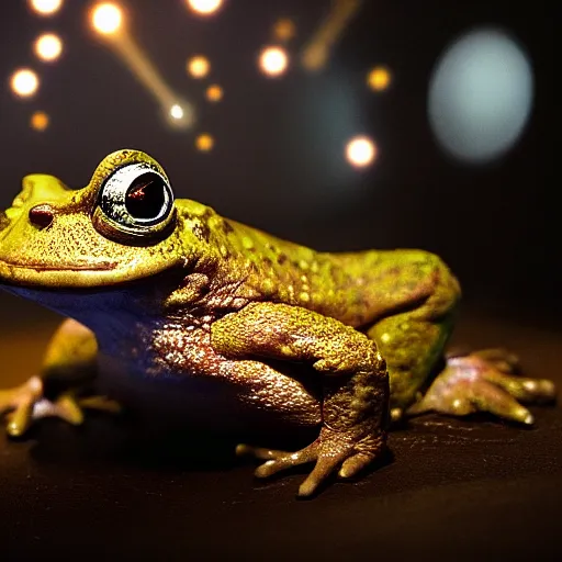 Prompt: the toad sits opposite Brad Pitt in a spaceship, very detailed toad, style by Ad Astra cinema, 4k, 8k , by Irving Penn, bokeh, top cinematic lighting , cinematic mood,