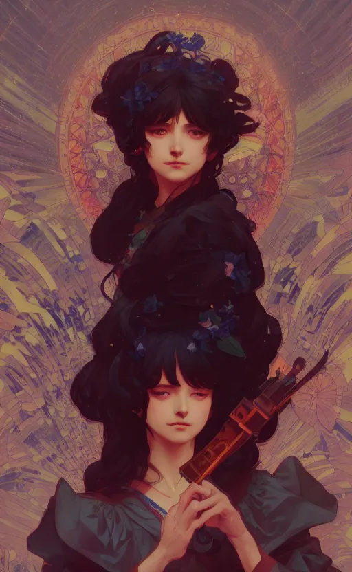 Image similar to (((((touhou)))), highly detailed, digital painting, artstation, concept art, sharp focus, illustration, art by greg rutkowski and alphonse mucha