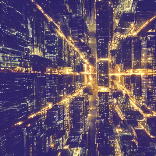 Image similar to photo of a power grid city at night birds eye view unsplash inception cinematic