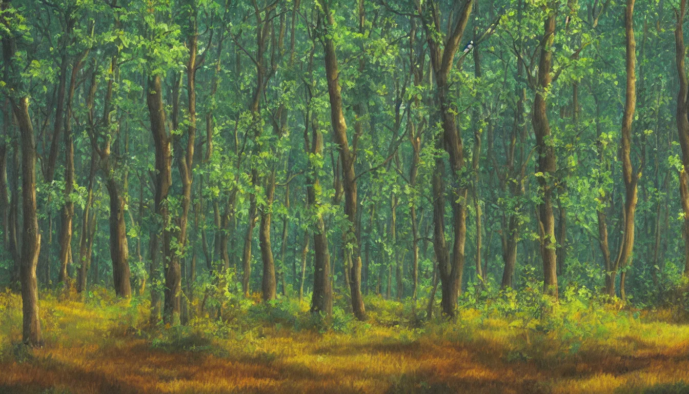 Image similar to a painting of a clearing in a forest, digital art