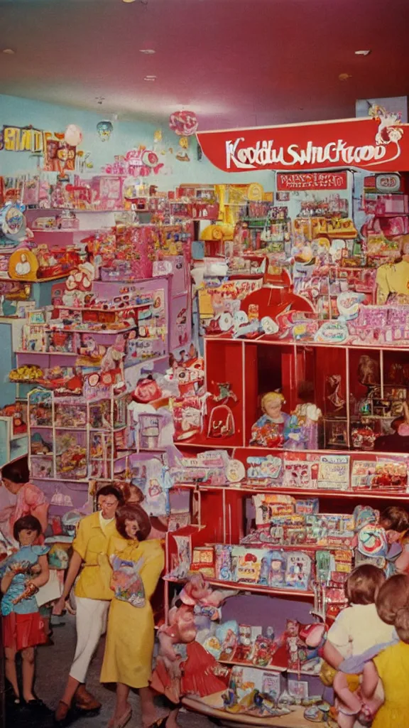 Image similar to 6 0 s photo of a candy shop, kodachrome