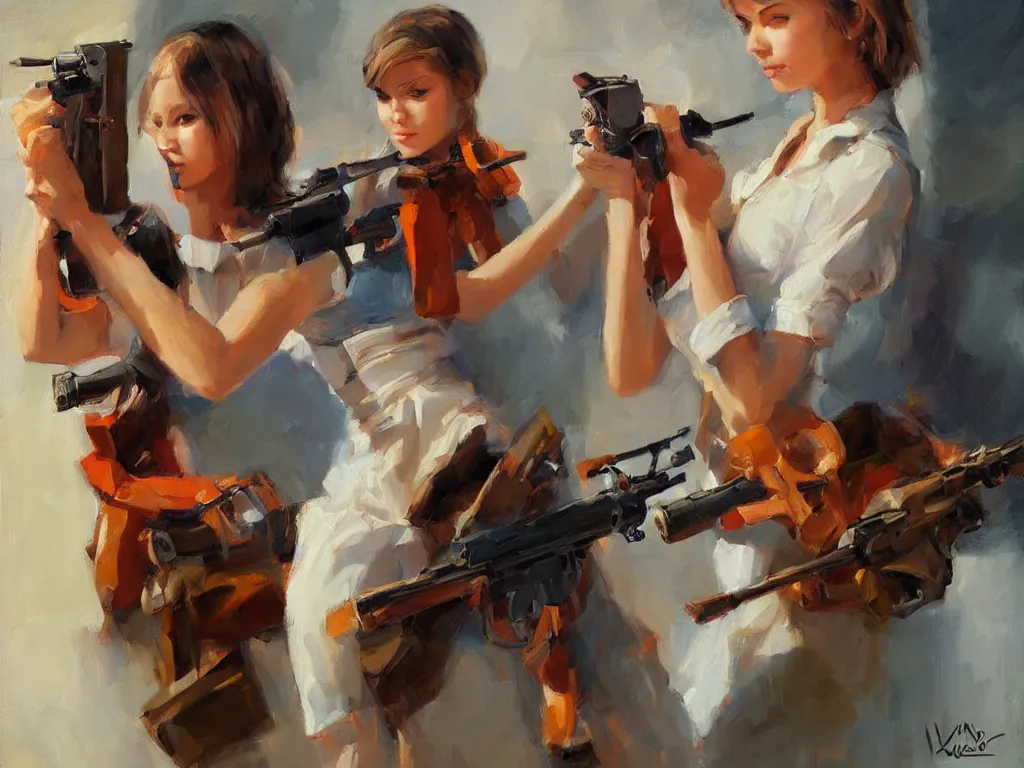 Image similar to lock and load, painting by Vladimir Volegov