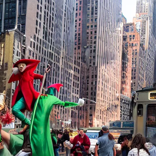 Image similar to fantasy elves attack new york city