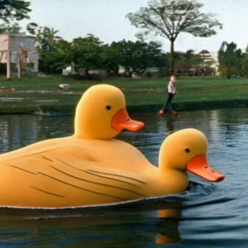 Image similar to a giant duck, a still of attack of the 5 0 ft. woman ( 1 9 9 3 )