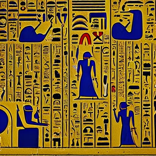 Image similar to egyptian hieroglyphs depicting a trip to mcdonalds